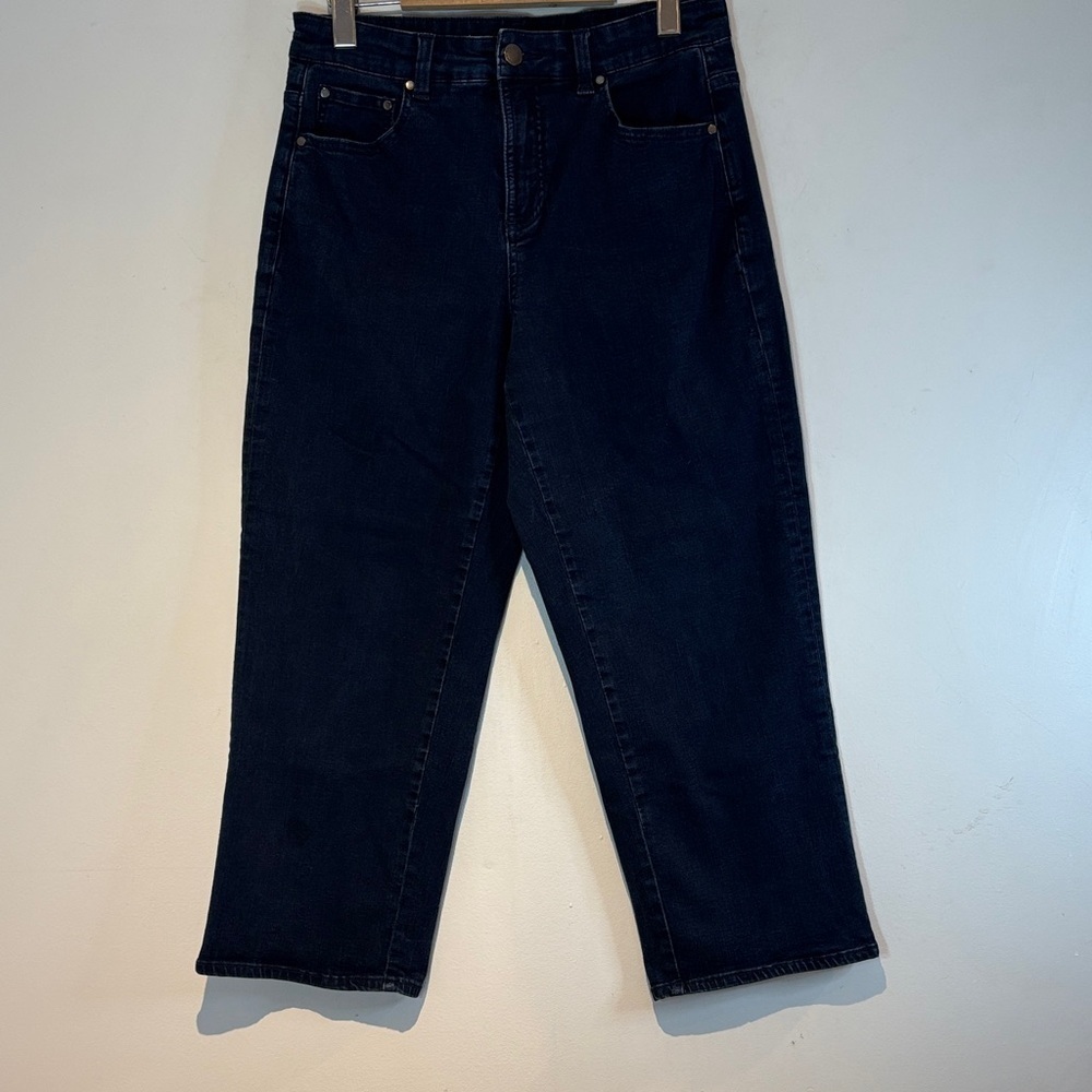 Universal Standard Bae Boyfriend Cropped Jeans Womens 8 Dark Wash Straight Leg